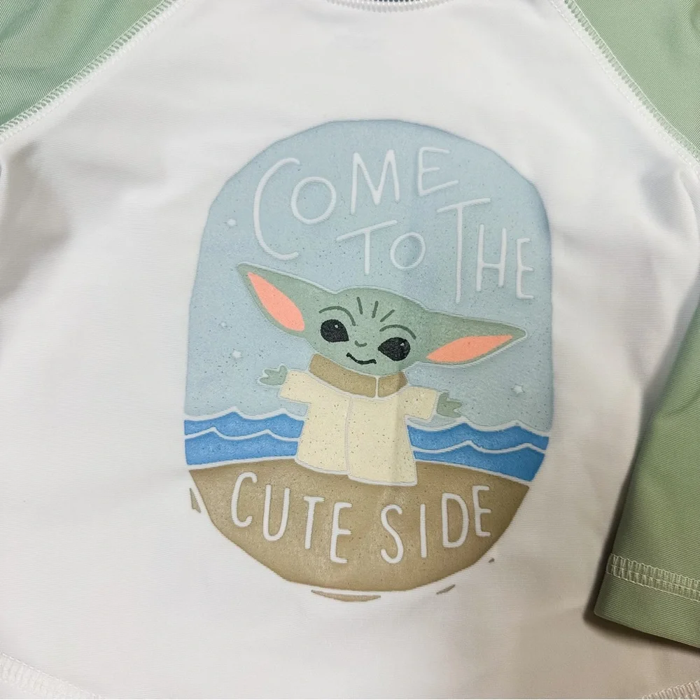Baby Gap Star Wars Baby Yoda Coke to the Cute Side Rashguard & Shorts Size 6-12M